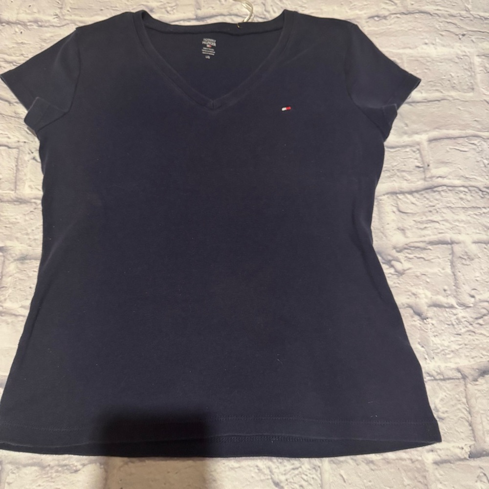 Tommy Hilfiger Navy Fitted Cap Sleeve Tee